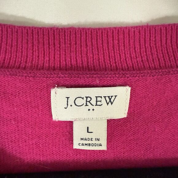 J. Crew Sweater Women's Large Pink Merino Wool Blend Long Sleeve Pullover - Picture 4 of 16